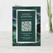 Invitation Code QR Mariage Bille de Marbre Vert Émeraude (Dos)