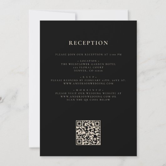 Invitation Code QR Mariage Black Gold Agate Elegant (Dos)