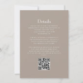 Invitation Code QR Mariage Blason Monogramme Taupe Classique (Dos)