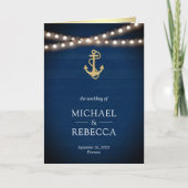 Invitation Code QR Mariage Bleu Marine Ancre Dorée (Devant)