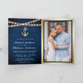 Invitation Code QR Mariage Bleu Marine Ancre Dorée (Intérieur)