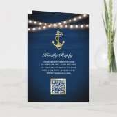 Invitation Code QR Mariage Bleu Marine Ancre Dorée (Dos)