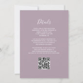 Invitation Code QR mariage bleu marine argent agate mauve (Dos)