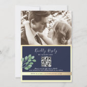 Invitation Code QR Mariage Bleu Nuit Botanique (Dos)