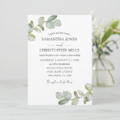 Invitation Code QR Mariage Botanique Eucalyptus Rustique (Debout devant)