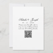 Invitation Code QR Mariage Botanique Noir Blanc Floral Élégan (Dos)