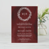 Invitation Code QR Mariage Branche Feuille Rouge Argent (Debout devant)
