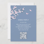 Invitation Code QR Mariage Cerisier Fleur Bleu (Dos)