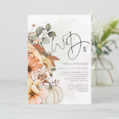 Invitation Code QR Mariage Citrouille Automne Fleurs (Debout devant)