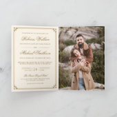Invitation Code QR Mariage Crème Doré Photo Minimaliste (Intérieur)