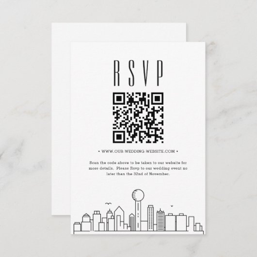 Invitation Code QR Mariage Dallas RSVP (Devant / Derrière)