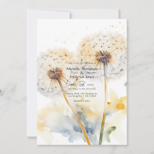 Invitation Code QR Mariage Dandelion (Devant)