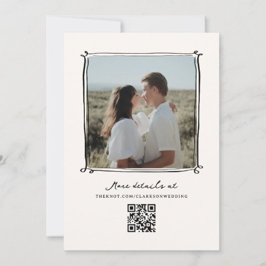 Invitation Code QR Mariage de doodles à main lunaire (Dos)