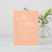 Invitation Code QR Mariage de la pêche romantique élégant (Debout devant)