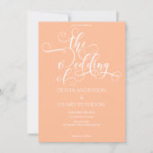 Invitation Code QR Mariage de la pêche romantique élégant (Devant)