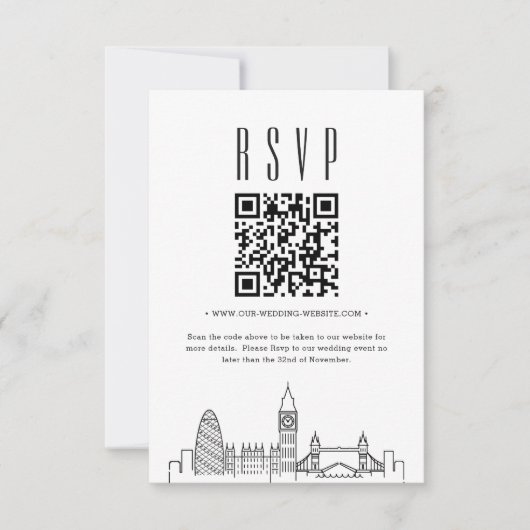 Invitation Code QR Mariage de Londres RSVP (Devant)