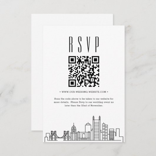 Invitation Code QR Mariage de Pittsburgh RSVP (Devant / Derrière)