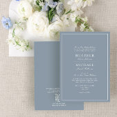 Invitation Code QR - Mariage de script classique en bleu Dust