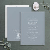 Invitation Code QR - Mariage de script classique en bleu Dust