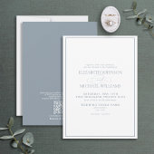 Invitation Code QR - Mariage de script classique en bleu Dust