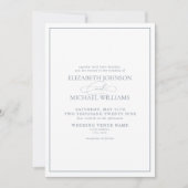 Invitation Code QR - Mariage de script classique en bleu Dust (Devant)