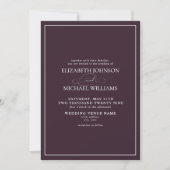 Invitation Code QR Mariage de script classique violet formel (Devant)