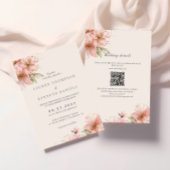 Invitation Code QR Mariage de script élégant rose pâle