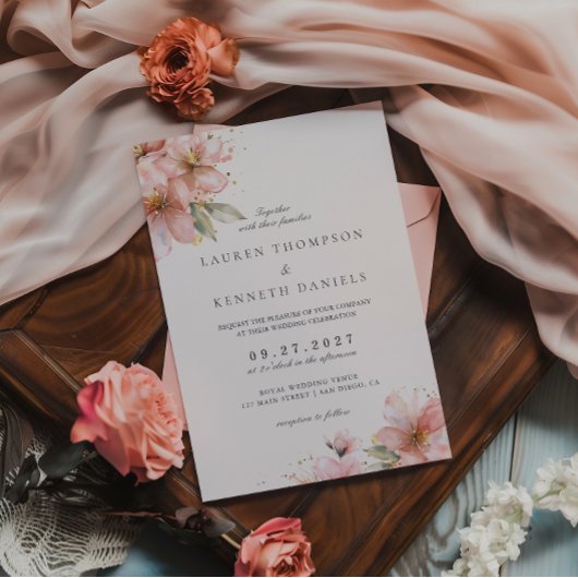 Invitation Code QR Mariage de script élégant rose pâle