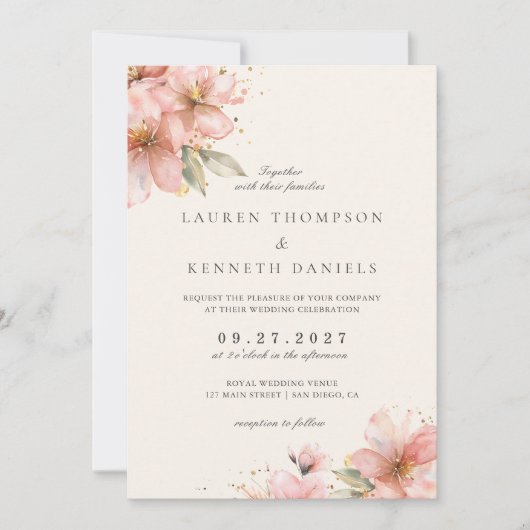 Invitation Code QR Mariage de script élégant rose pâle (Devant)