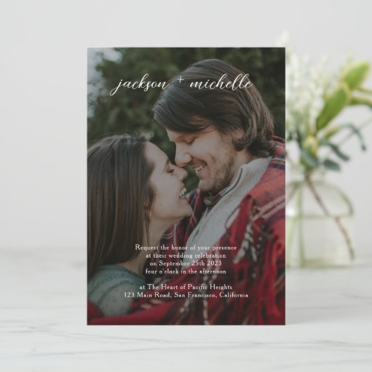 Invitation Code QR | Mariage de script photo budget moderne (Debout devant)
