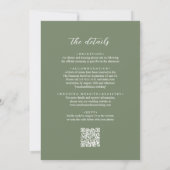 Invitation Code QR Mariage de script photo Deep Sage Green (Dos)