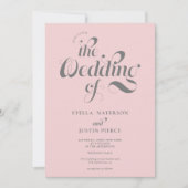 Invitation Code Qr mariage de script rose pâle (Devant)