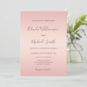 Invitation Code QR | Mariage de script simple et élégant, ros (Debout devant)