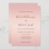 Invitation Code QR | Mariage de script simple et élégant, ros (Devant / Derrière)