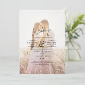 Invitation Code QR Mariage de superposition photo Ombre rose  (Debout devant)