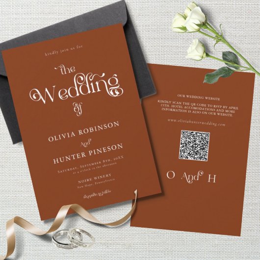 Invitation Code QR Mariage de typographie moderne Tout en un