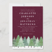 Invitation Code QR Mariage d'Hiver Bourgogne Bois Moderne (Devant)