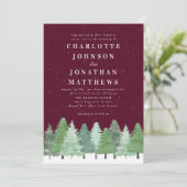 Invitation Code QR Mariage d'Hiver Bourgogne Bois Moderne (Debout devant)