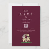 Invitation Code QR Mariage Dinosaure Bourgogne et Rose Blush (Dos)