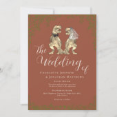 Invitation Code QR Mariage Dinosaure Terracotta Rouille & Bei (Devant)