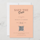 Invitation Code QR Mariage Économisez la Date Mariage Corail (Devant)