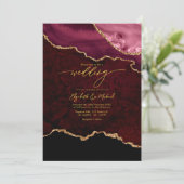 Invitation Code QR Mariage Elegant Bourgogne et Or (Debout devant)