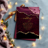 Invitation Code QR Mariage Elegant Bourgogne et Or