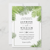 Invitation Code QR Mariage Élégant Chic Tropical Feuilles de  (Devant)