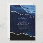 Invitation Code QR Mariage élégant Marine Blue and Silver Aga (Devant)