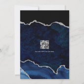 Invitation Code QR Mariage élégant Marine Blue and Silver Aga (Dos)