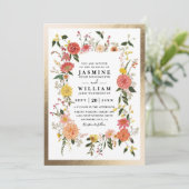 Invitation Code QR Mariage Élégant Moderne Fleurs Sauvages (Debout devant)