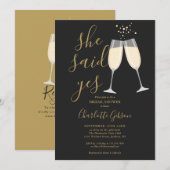 Invitation Code QR Mariage Elle a Dit Oui Noir et Or (Devant / Derrière)