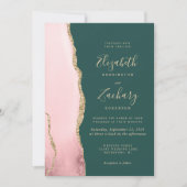 Invitation Code QR Mariage Émeraude Vert Agate Or Rouge Genci (Devant)
