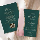 Invitation Code QR Mariage Émeraude Vert Agate Or Rouge Genci